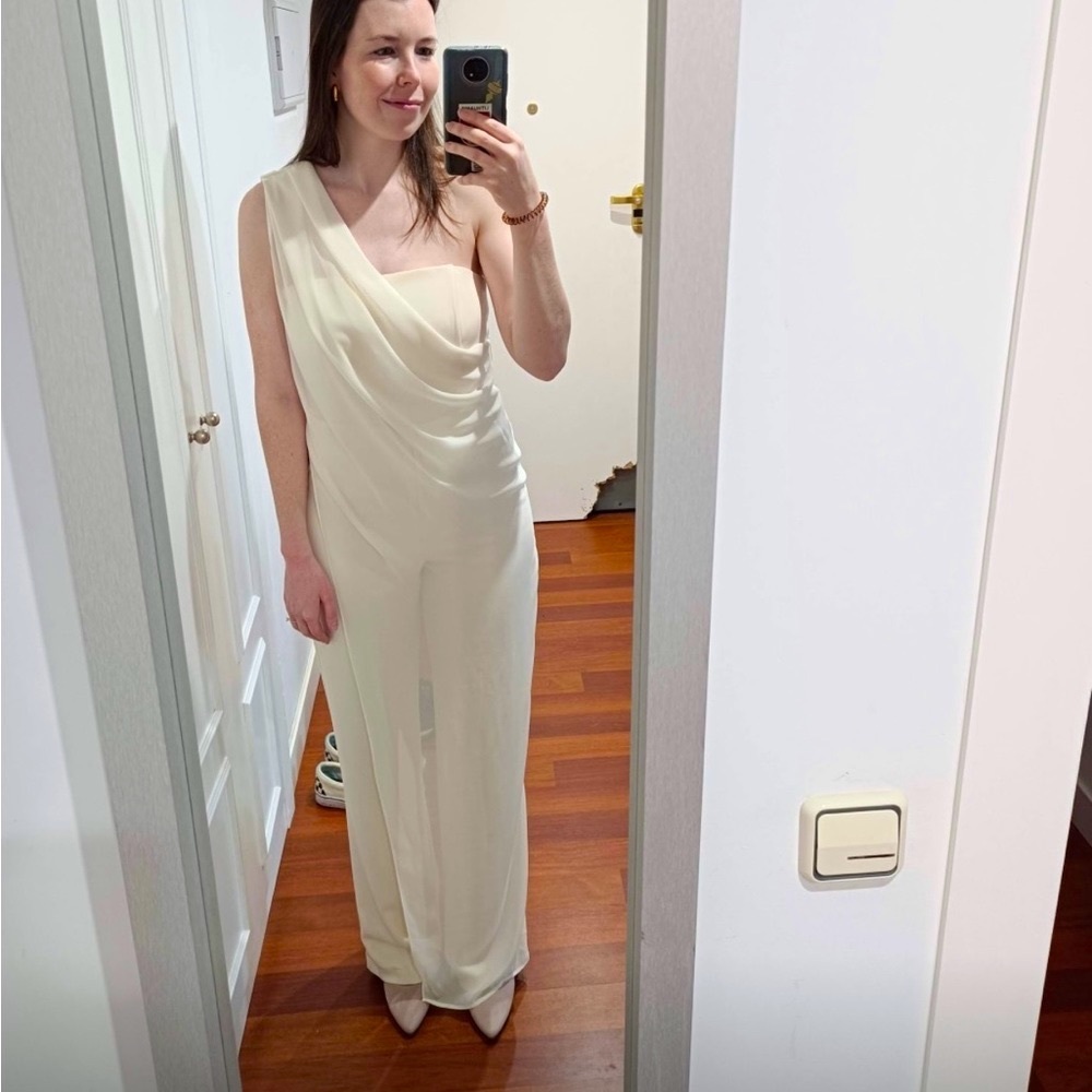 White one shoulder jumpsuit